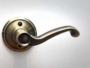 Levered door handles.