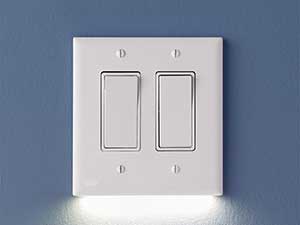 Illuminated rocker light switches.