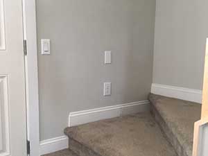 Outlets installed at the top and bottom of the staircase.