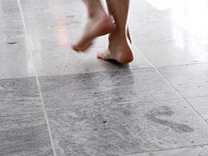 Non-slip flooring in the shower area.